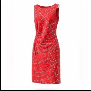 J. McLaughlin Pink and White Patterned Midi Dress